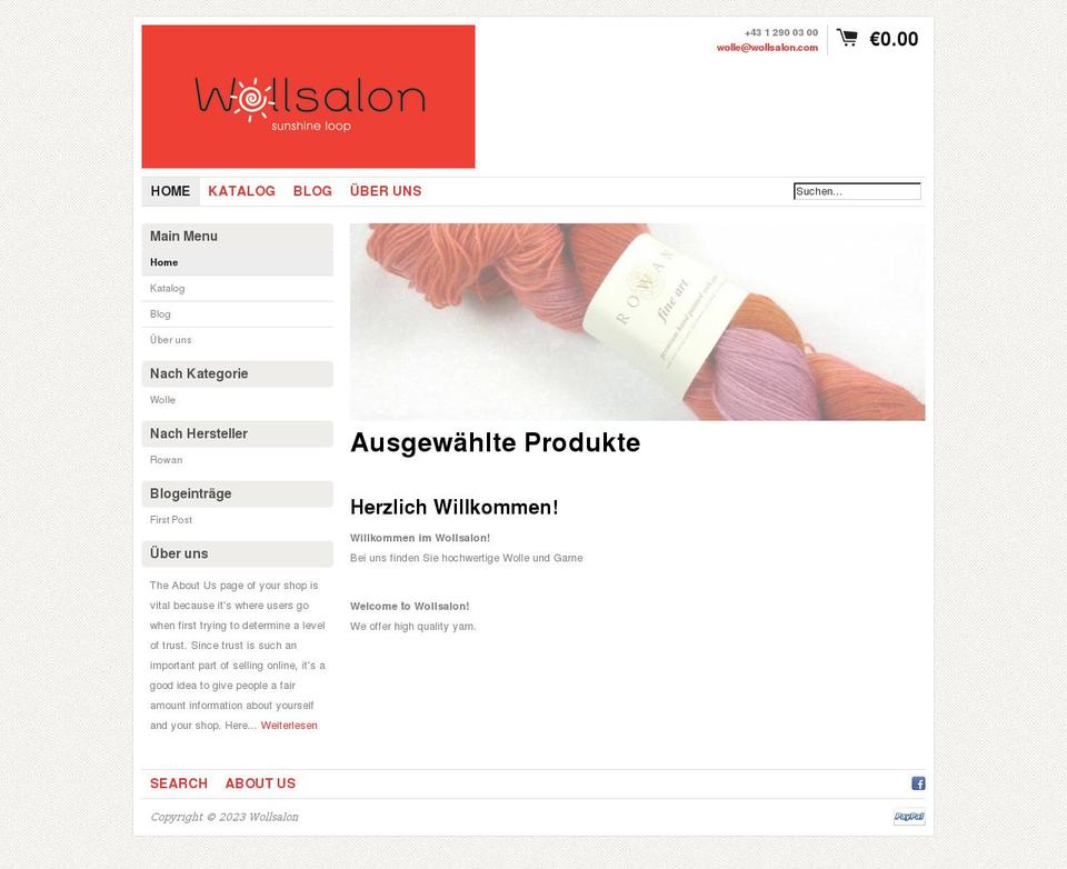 wollsalon.myshopify.com shopify website screenshot