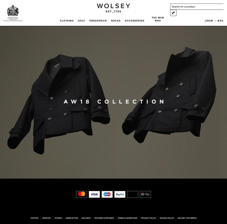 wolsey.com shopify website screenshot