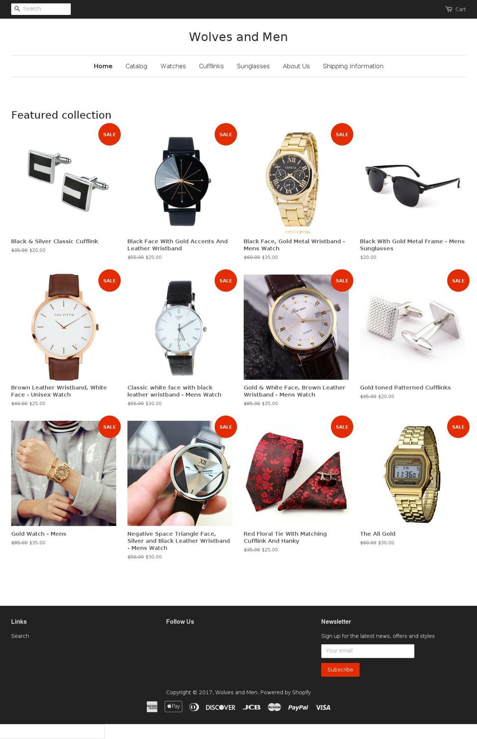 wolvesandmen.com shopify website screenshot