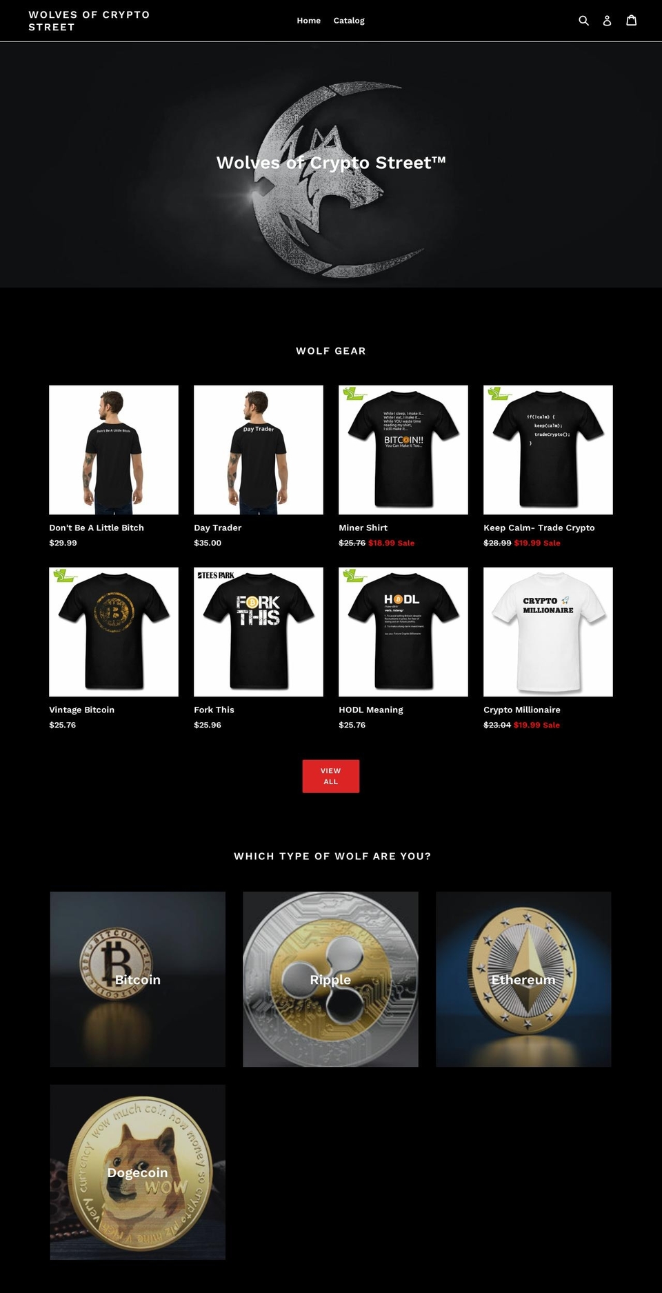 wolvesofcryptostreet.com shopify website screenshot