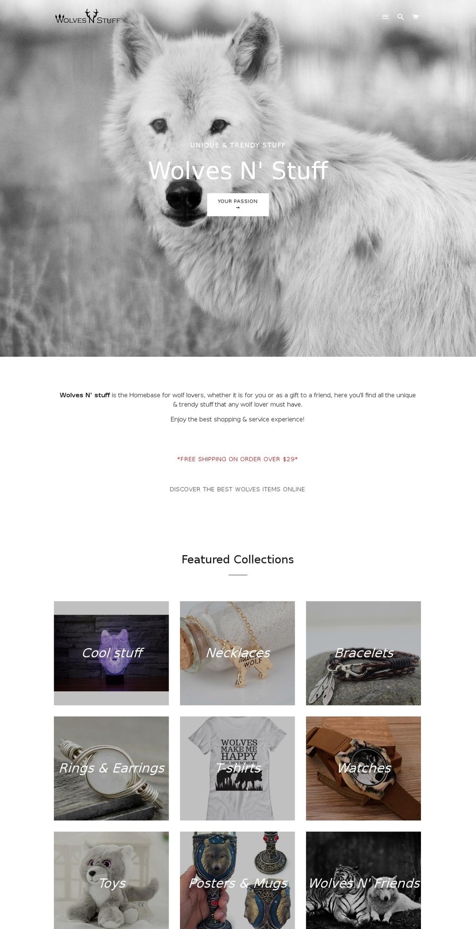 wolvestuff.com shopify website screenshot