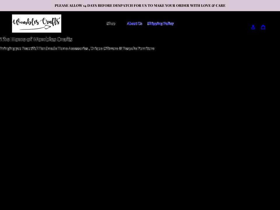 womblescrafts.co.uk shopify website screenshot