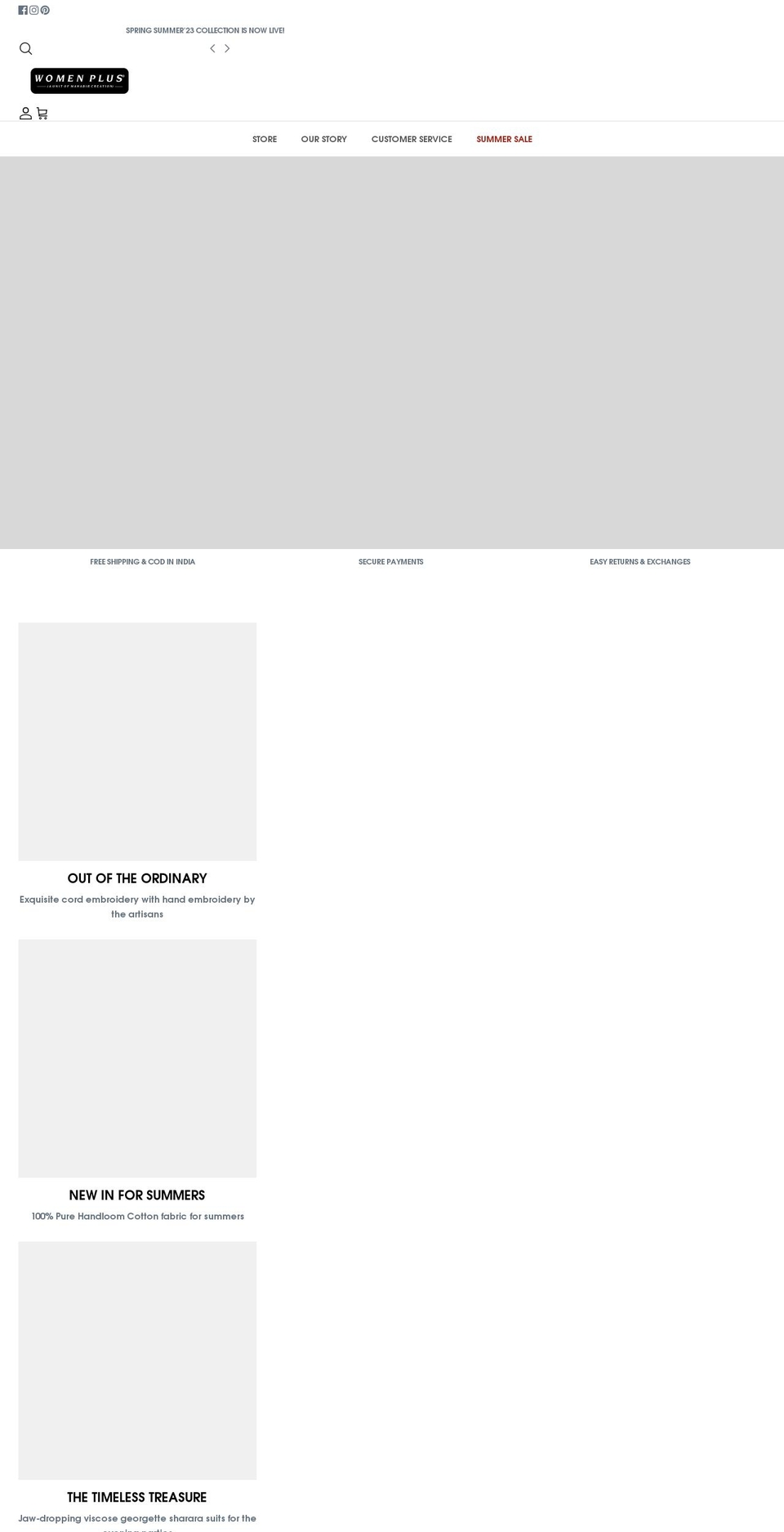 womenplusindia.com shopify website screenshot