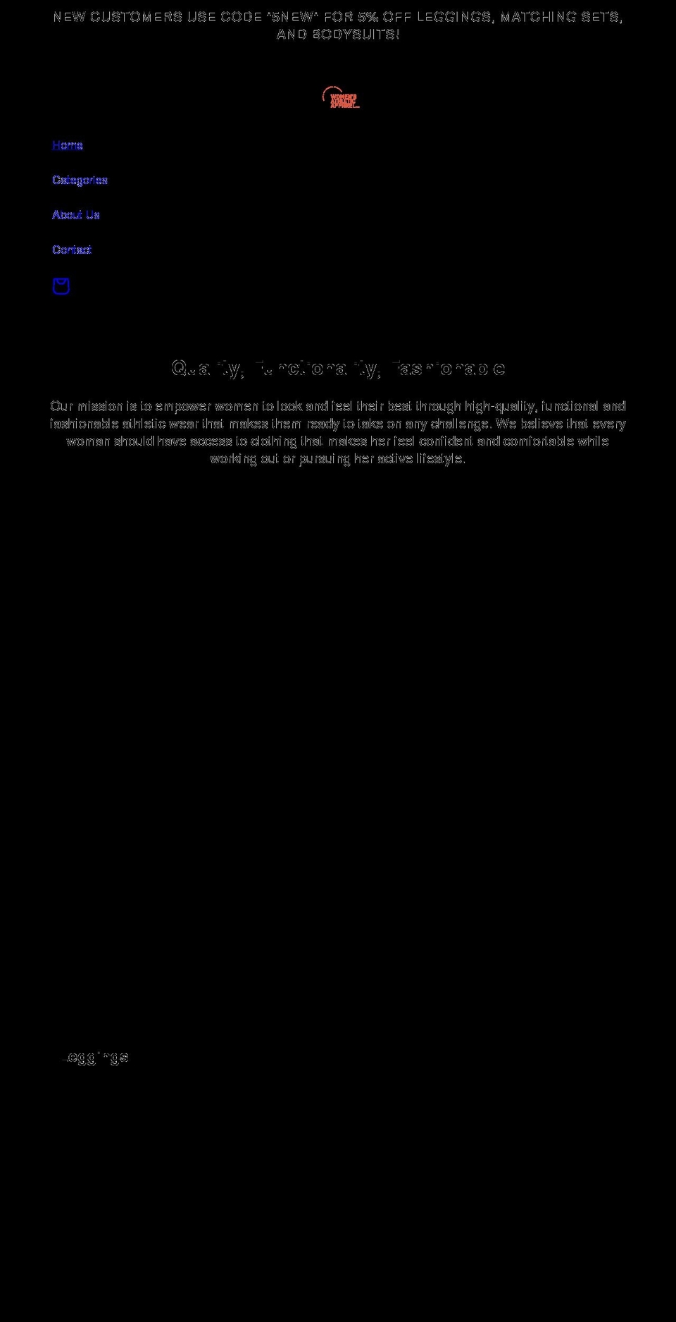 womensathleticapparel.com shopify website screenshot