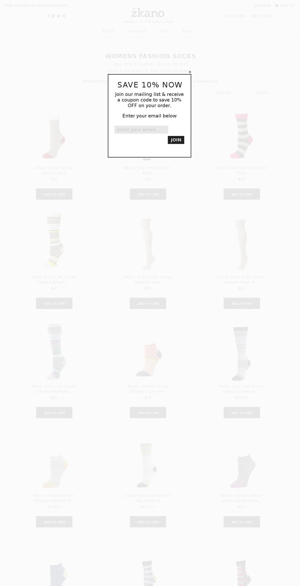 RPS v1.0 Shopify theme site example womensfashionsocks.com