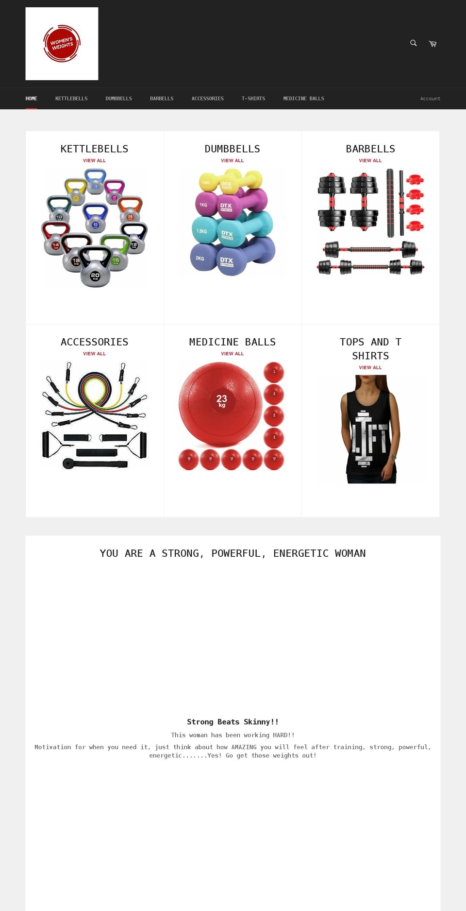 womensweights.com shopify website screenshot