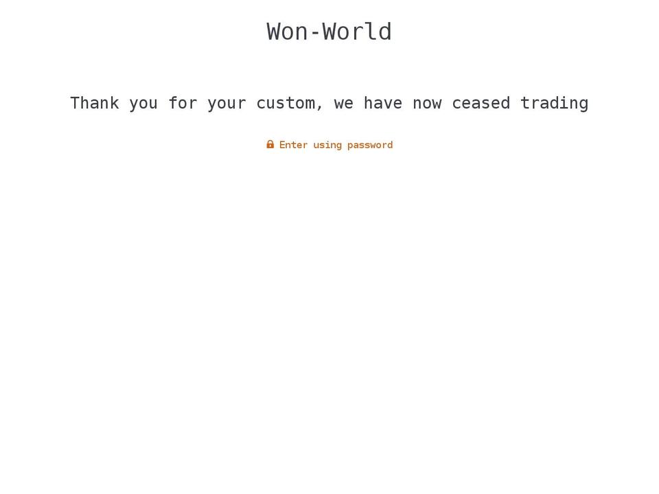 won-world.com shopify website screenshot
