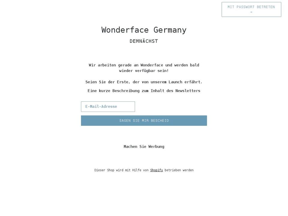 wonderface.de shopify website screenshot