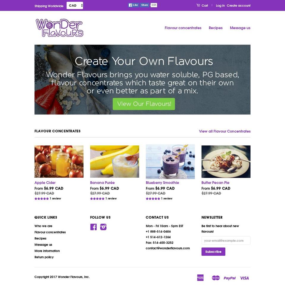 wonderflavours.com shopify website screenshot