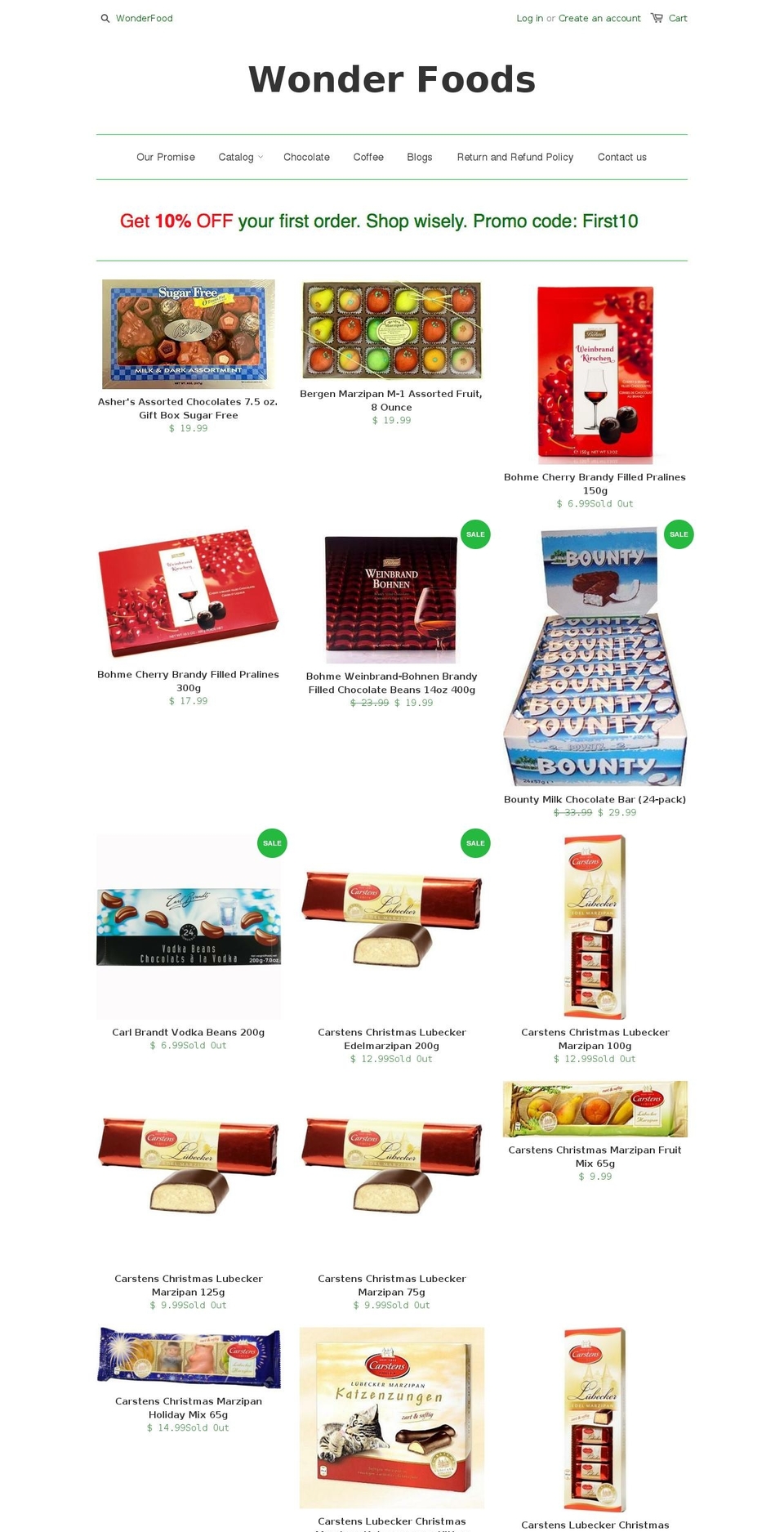 wonderfoodsonline.com shopify website screenshot