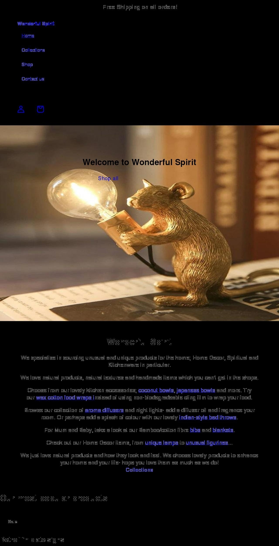 wonderfulspirit.co.uk shopify website screenshot
