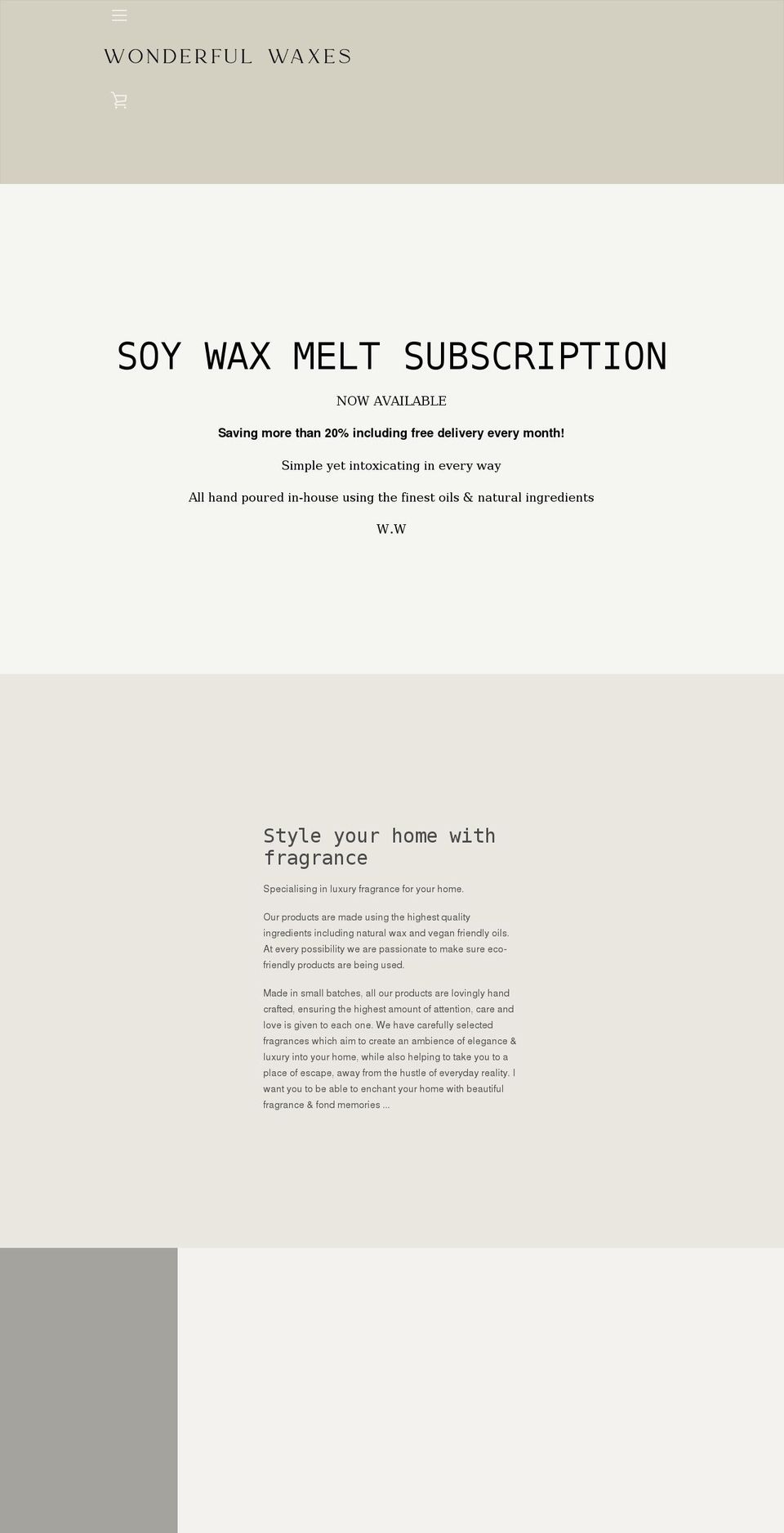 wonderfulwaxes.co.uk shopify website screenshot