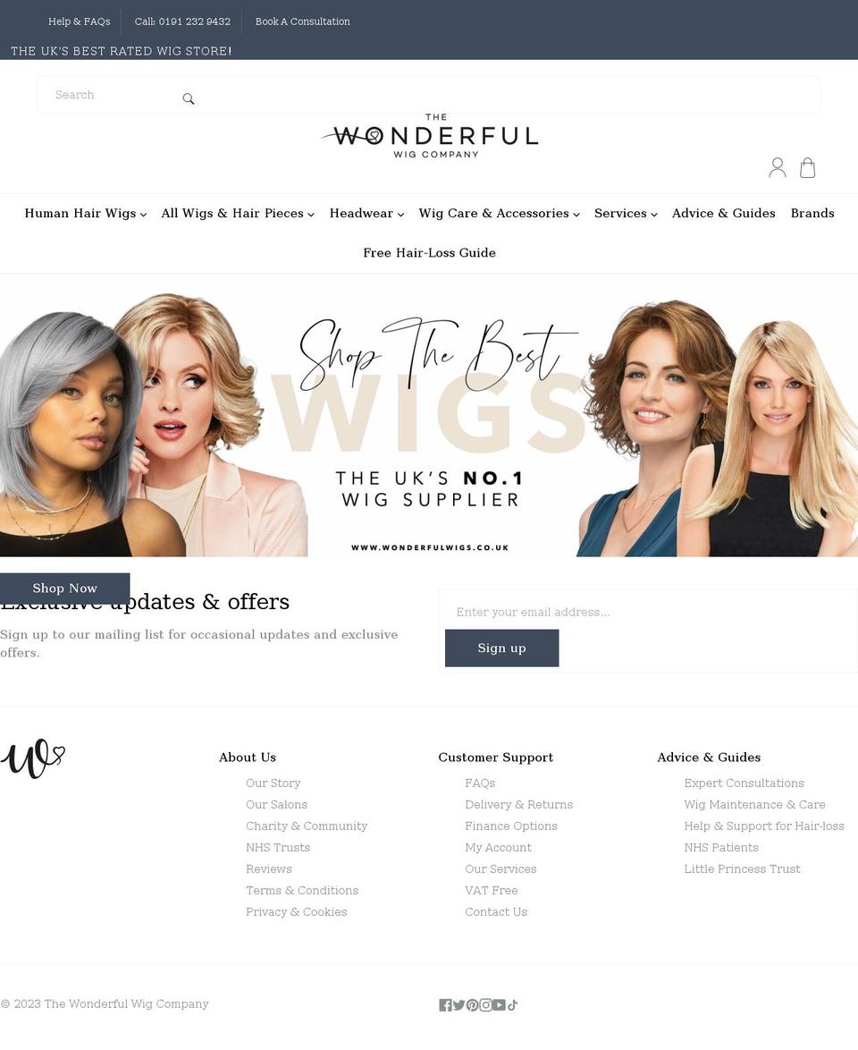 wonderfulwigs.co.uk shopify website screenshot