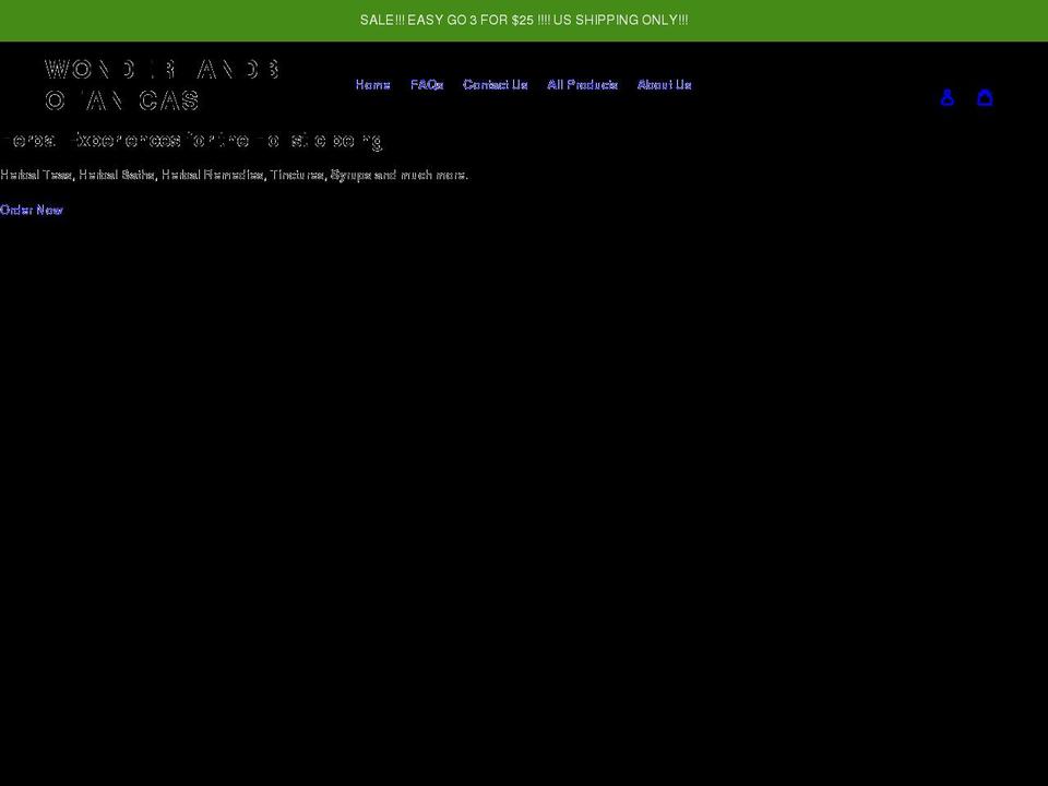 wonderlandbotanicas.com shopify website screenshot