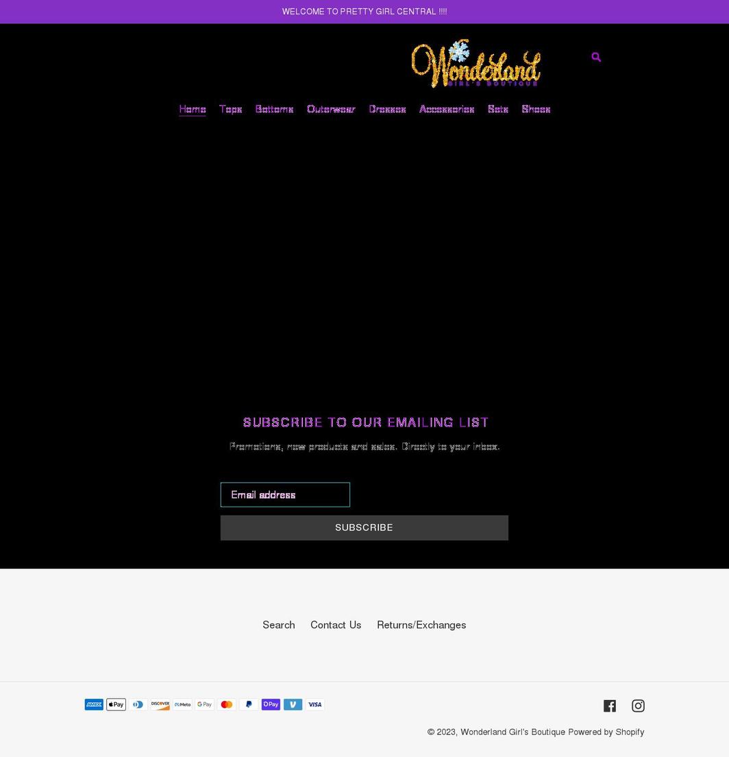 wonderlandgirls-boutique.com shopify website screenshot
