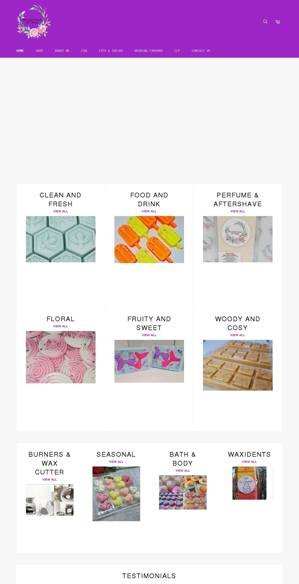 wonderlandofwax.co.uk shopify website screenshot