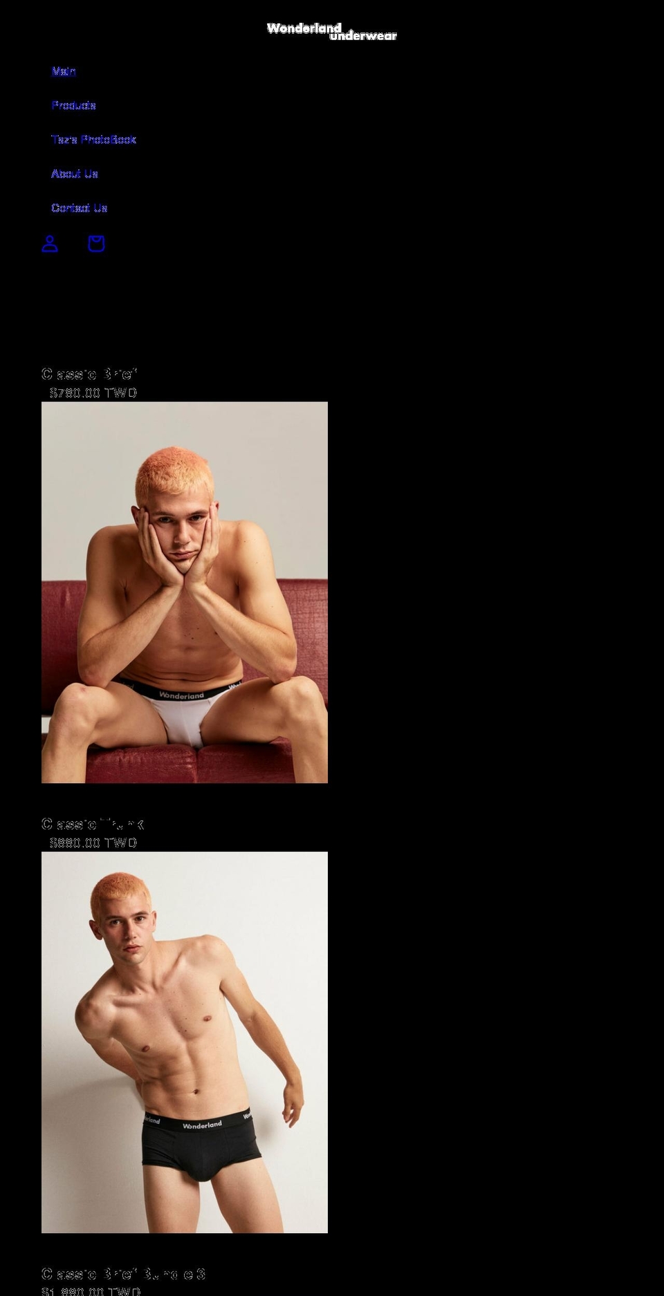 wonderlandunderwear.com — Shopify storefront screenshot