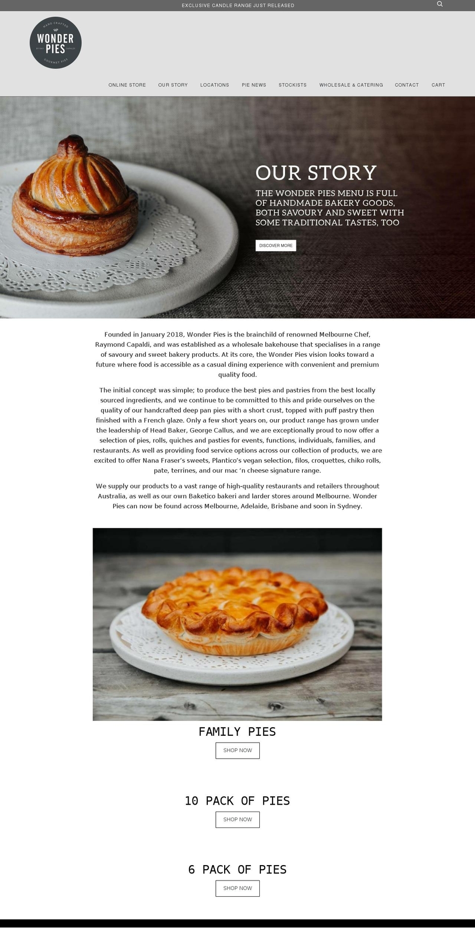 wonderpies.com.au shopify website screenshot
