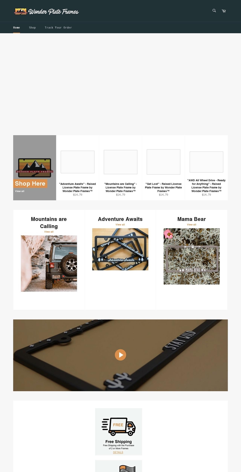 wonderplateframes.com shopify website screenshot