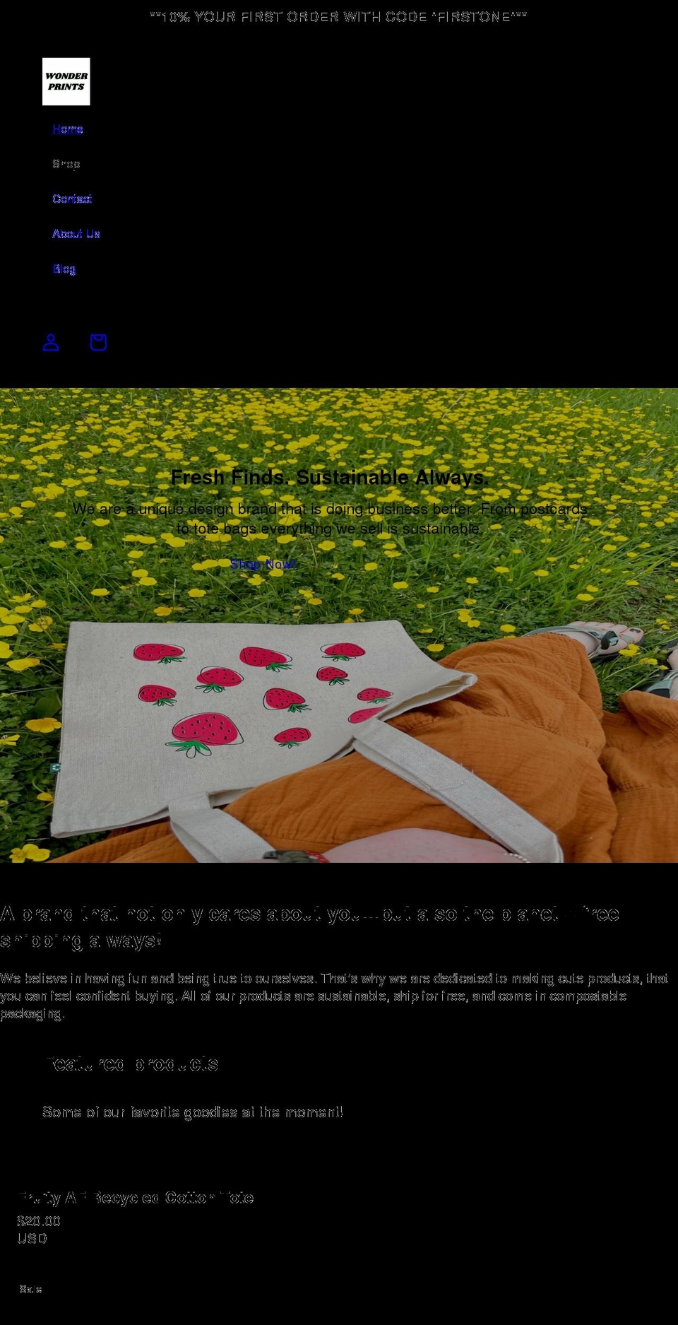 wonderprints.net shopify website screenshot