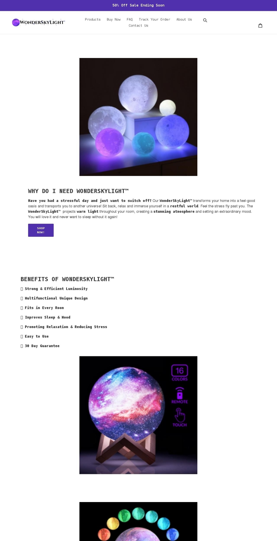 wonderskylight.com shopify website screenshot