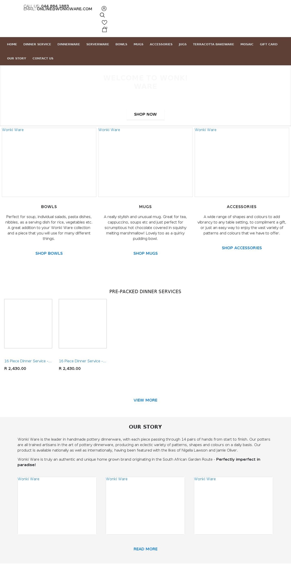 wonkiware.com shopify website screenshot