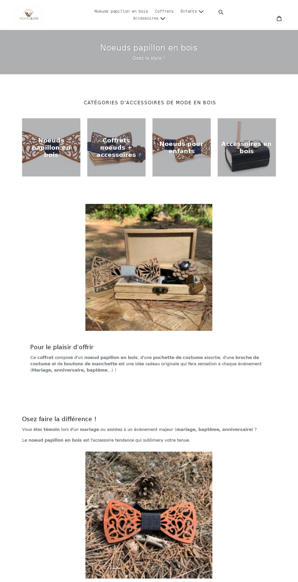 woodandco-store.com shopify website screenshot