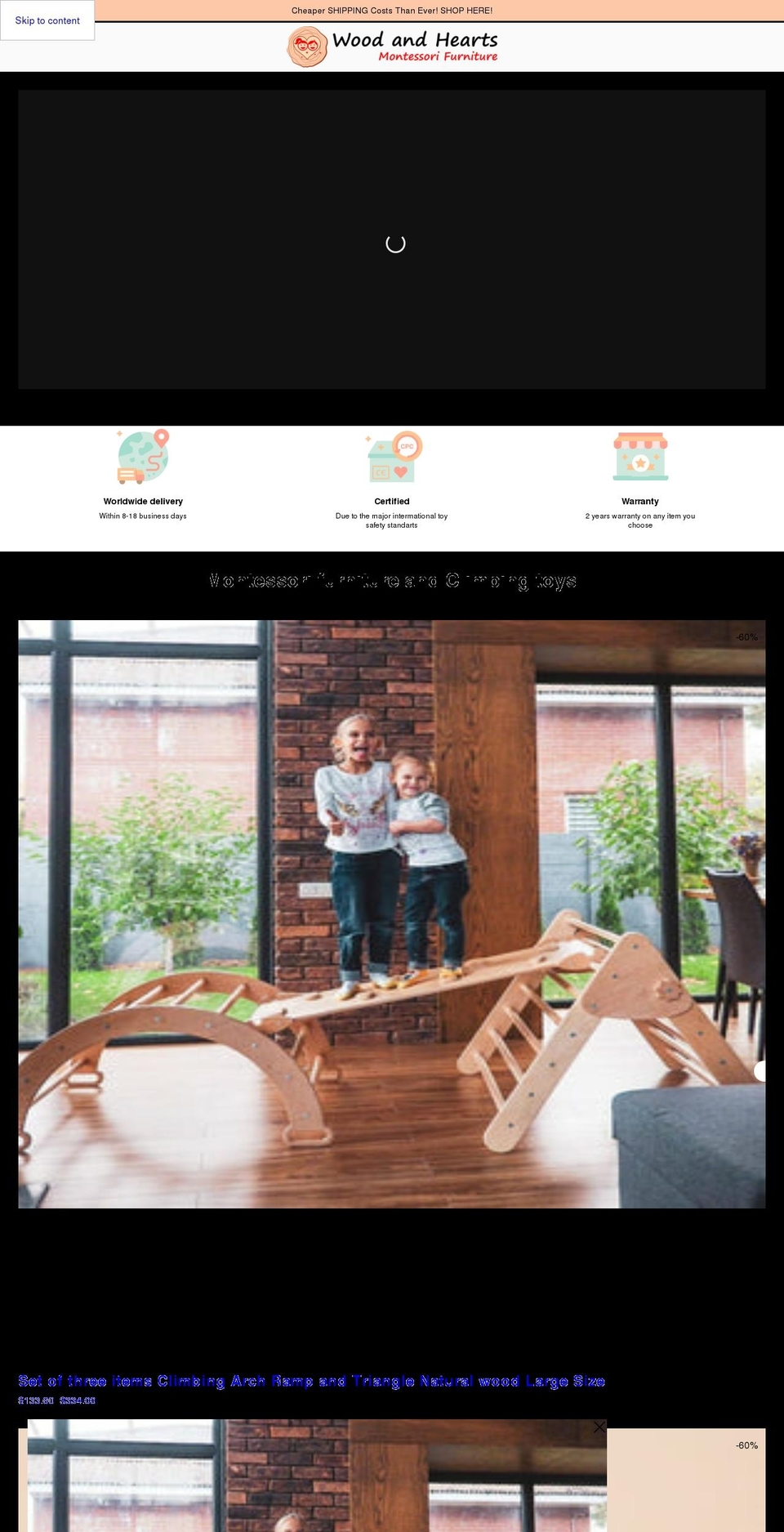 woodandhearts.com shopify website screenshot