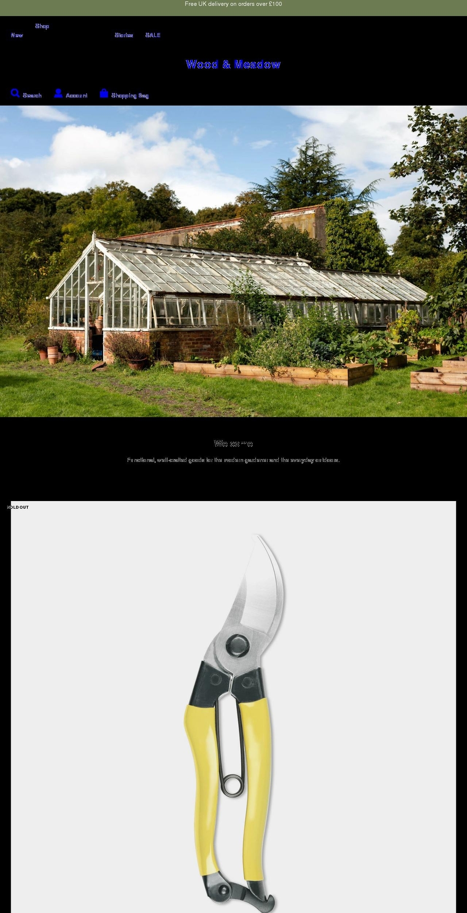 woodandmeadow.com shopify website screenshot
