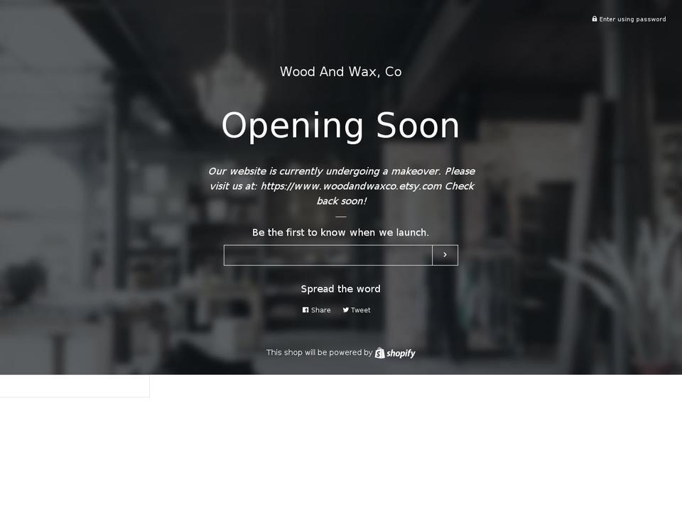 woodandwaxco.com shopify website screenshot