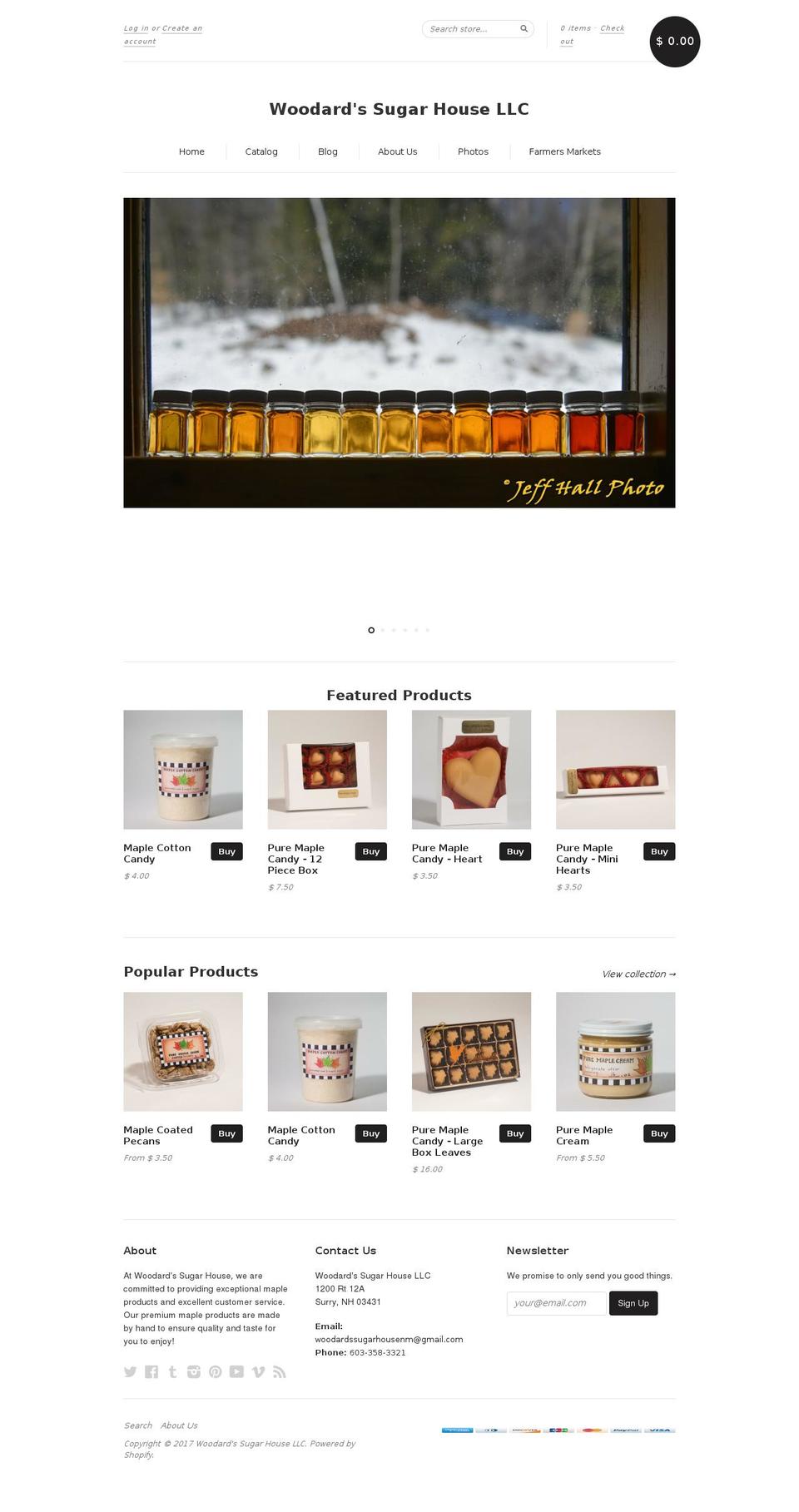 woodardssugarhouse.com shopify website screenshot