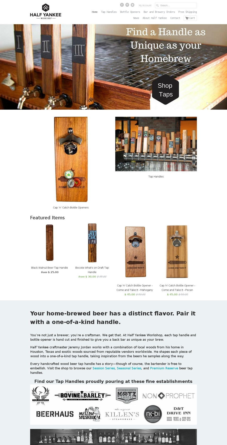 woodbeertaphandle.com shopify website screenshot