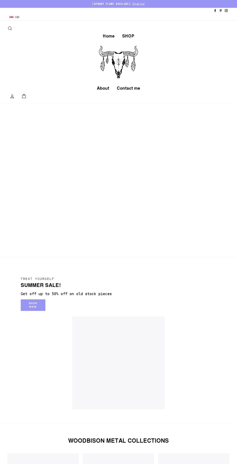 woodbisonmetal.com shopify website screenshot