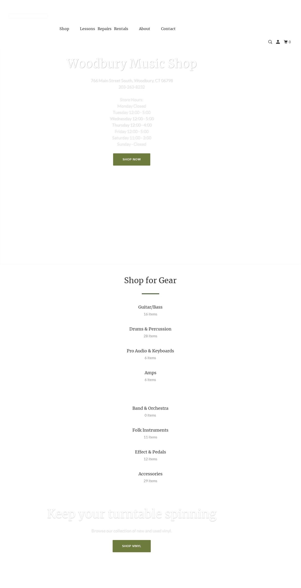 woodburymusicshop.com shopify website screenshot