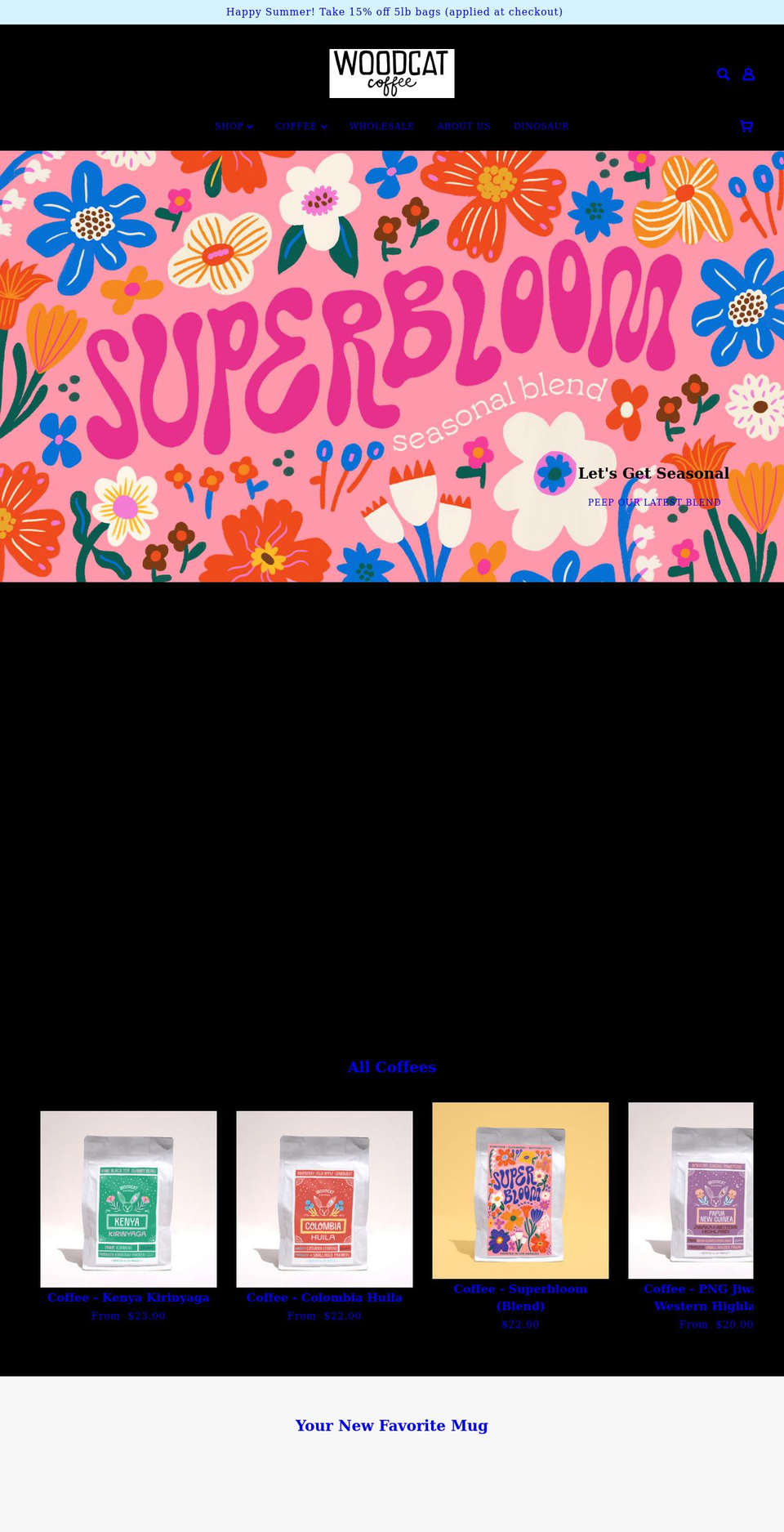 woodcatcoffee.com shopify website screenshot