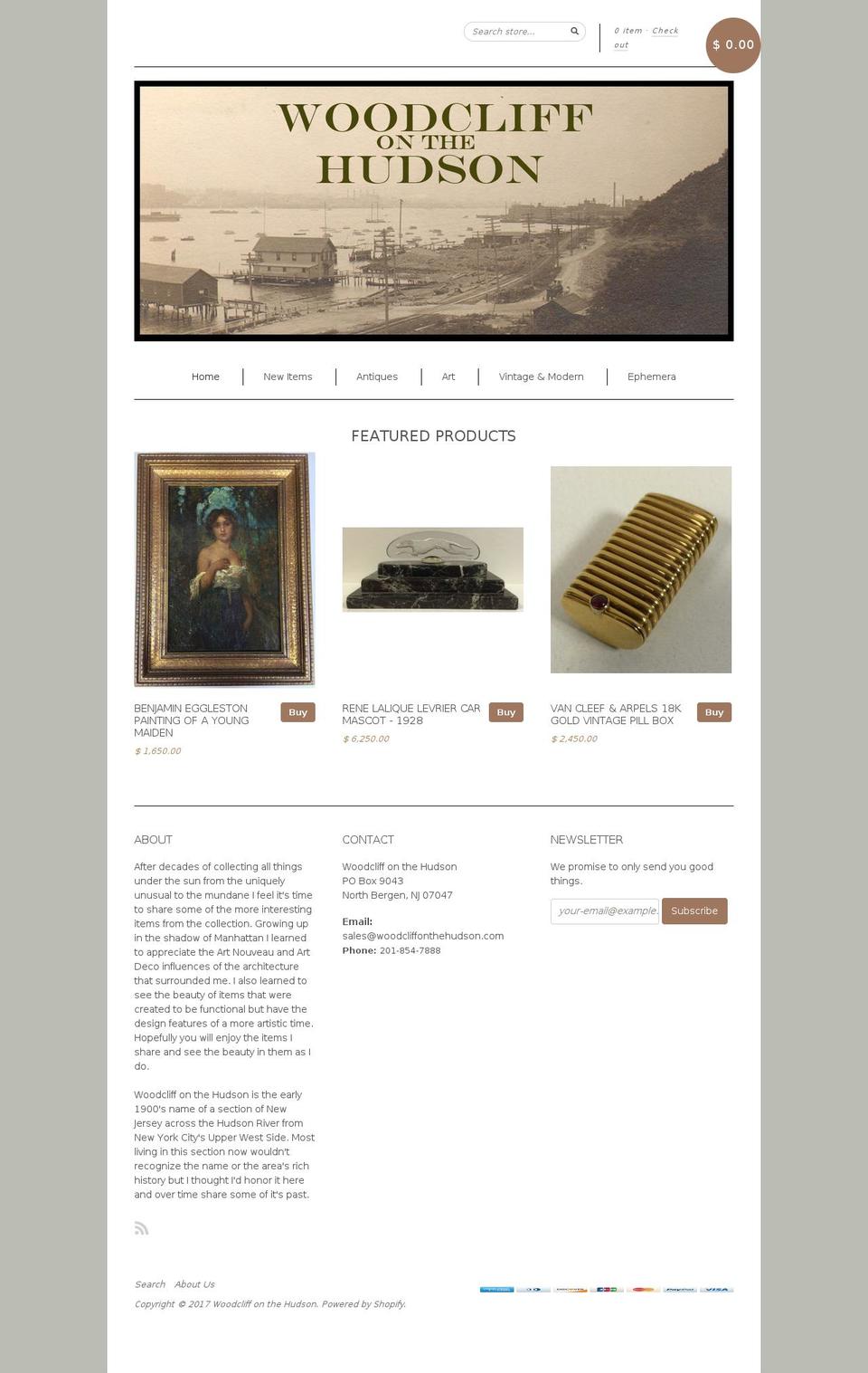 woodcliffonthehudson.com shopify website screenshot