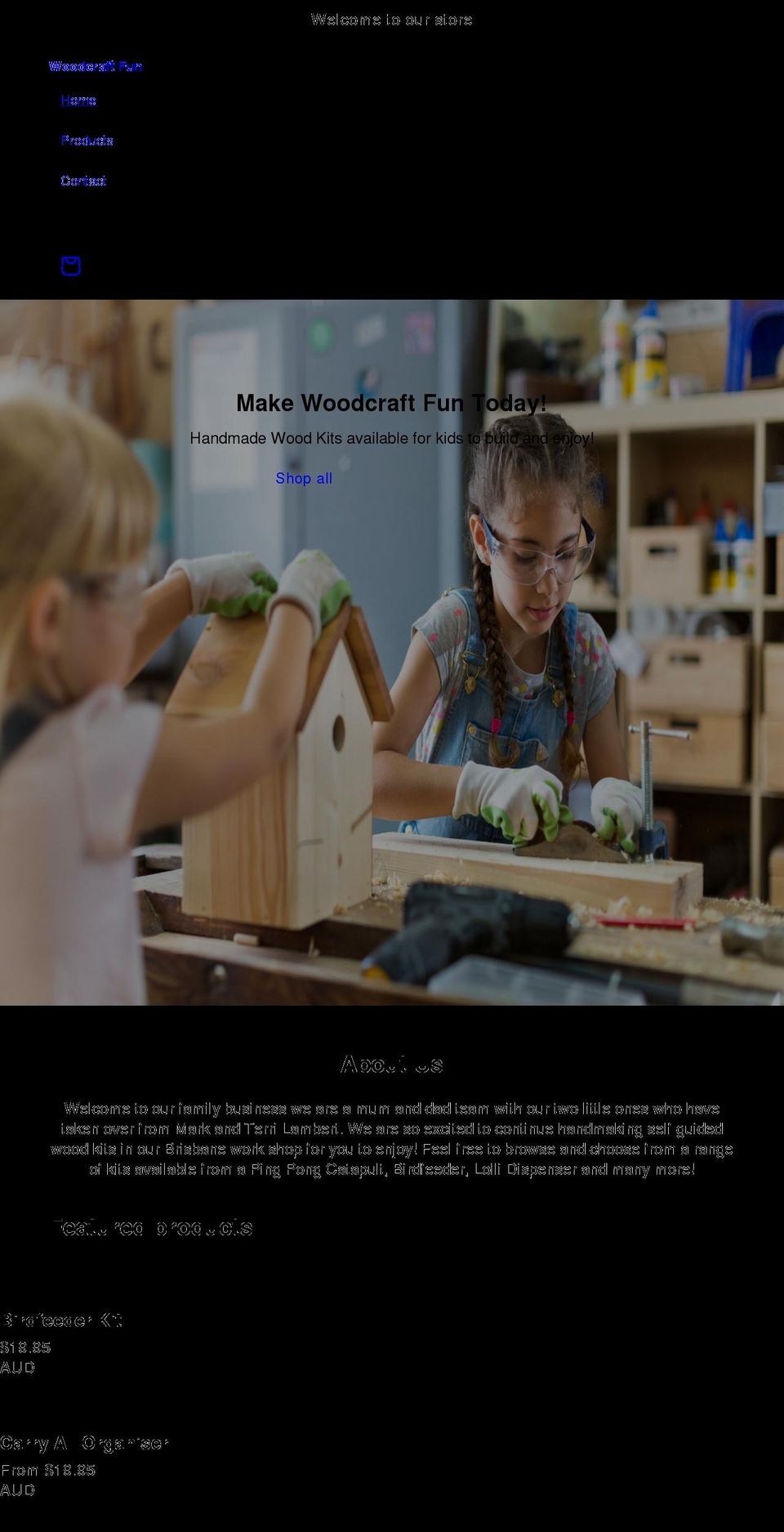 woodcraft.fun shopify website screenshot