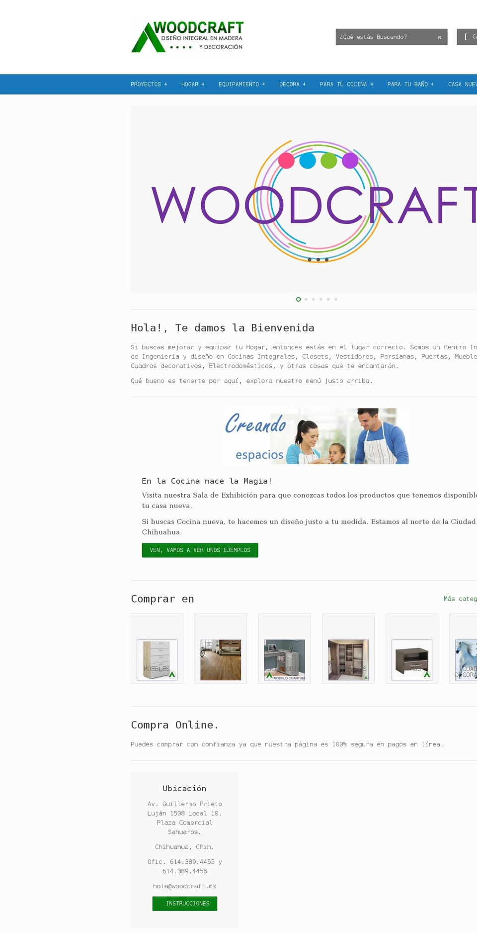 woodcraft.mx shopify website screenshot