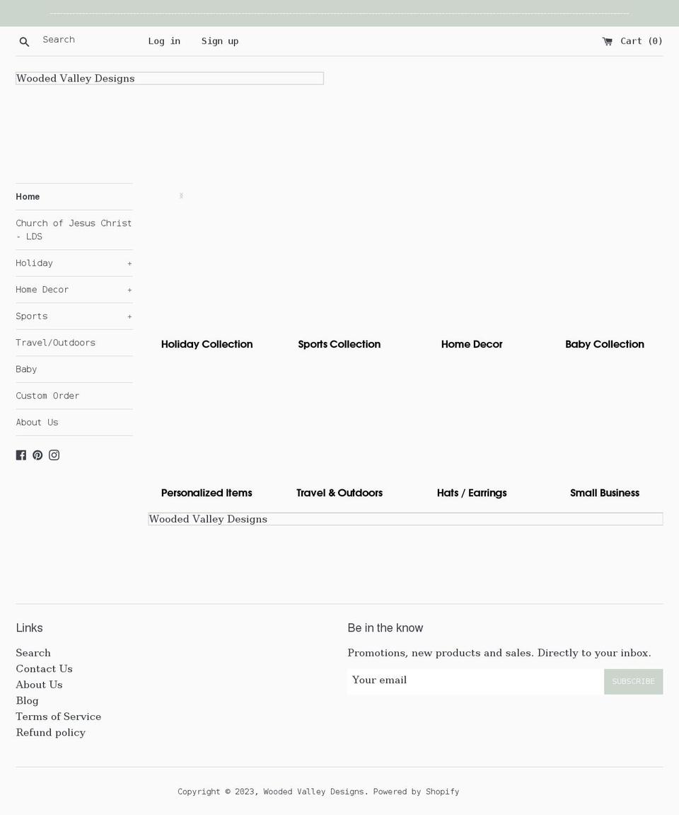 woodedvalleydesigns.com shopify website screenshot