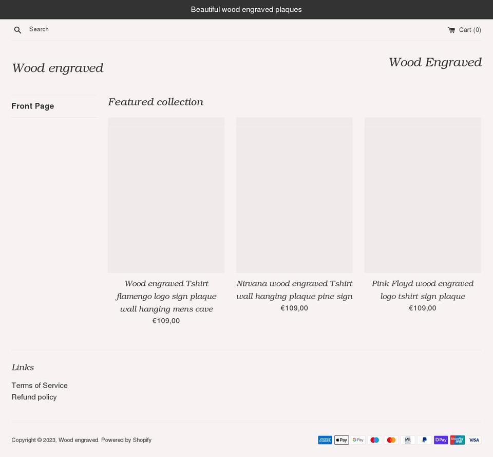 woodengraved.com shopify website screenshot