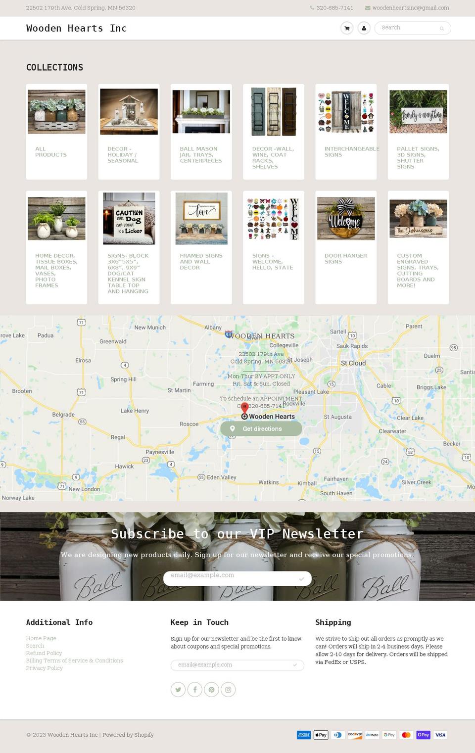 woodenhearts.org shopify website screenshot