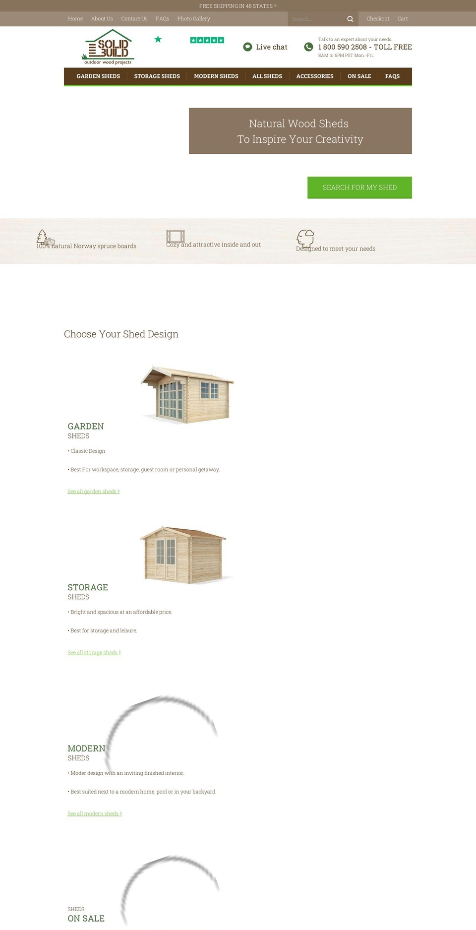 woodenshedkits.com shopify website screenshot