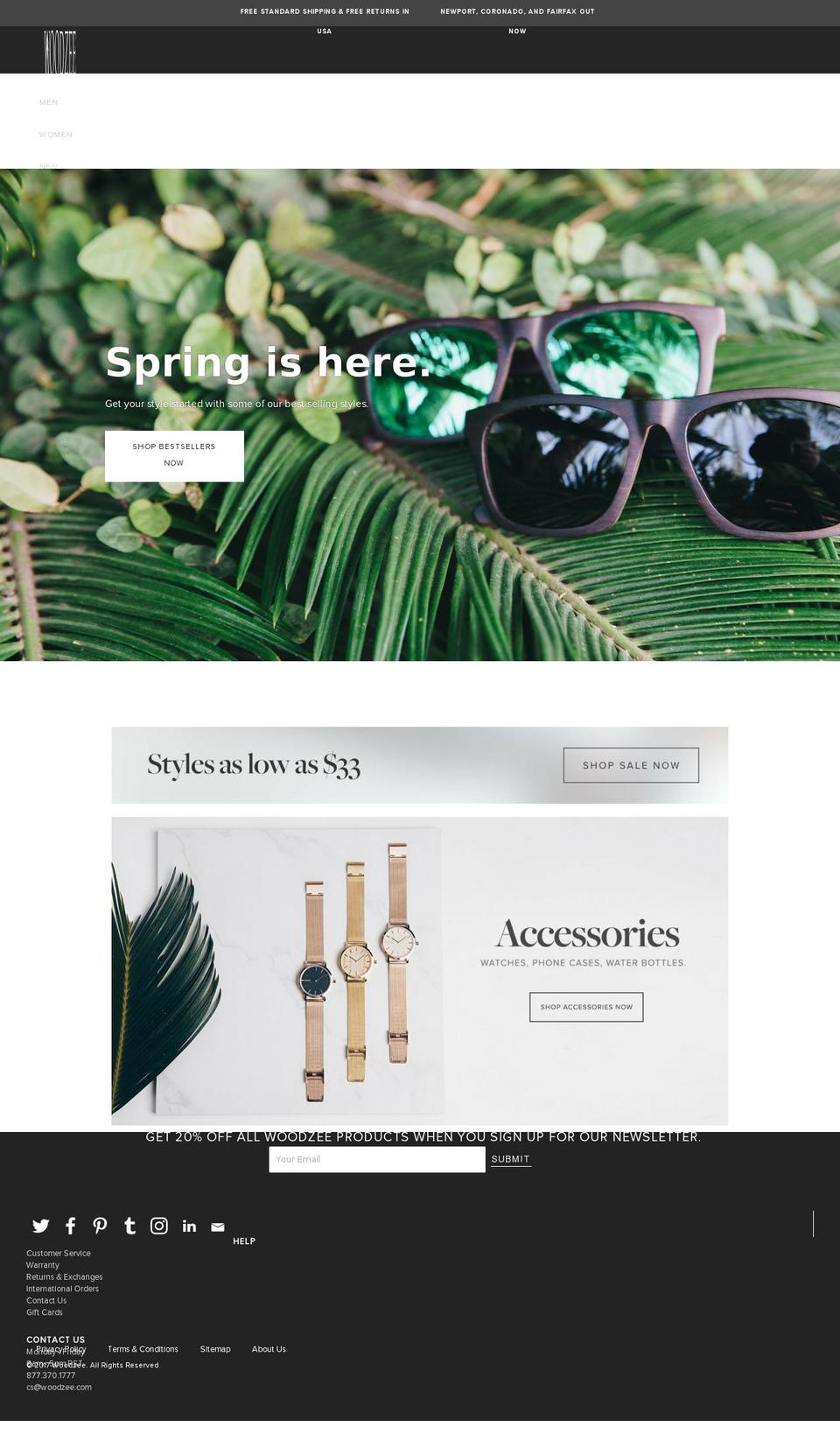 Apr 2017 - Woodzee (New Menus no Browse) Shopify theme site example woodensunglasses.com