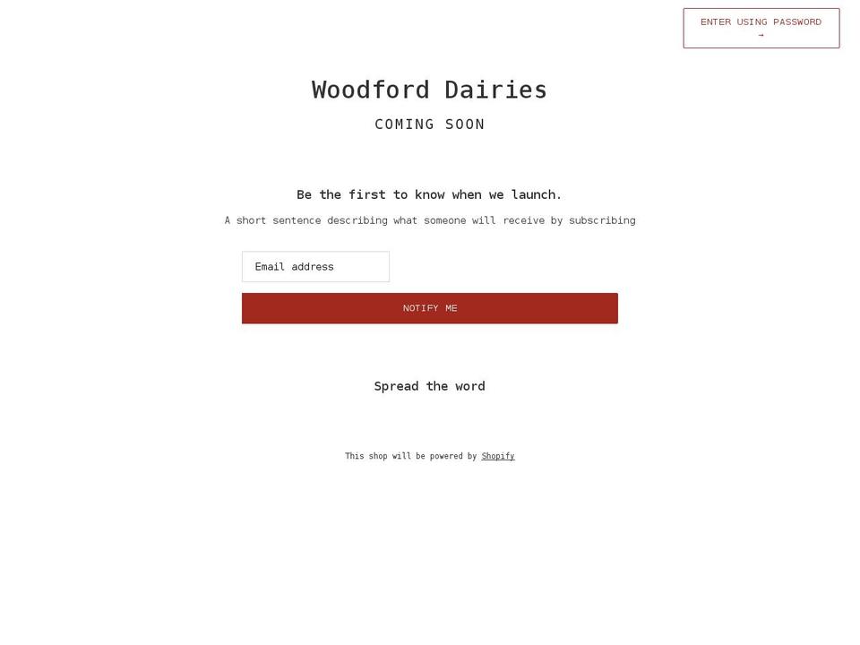 woodford-dairies.myshopify.com shopify website screenshot