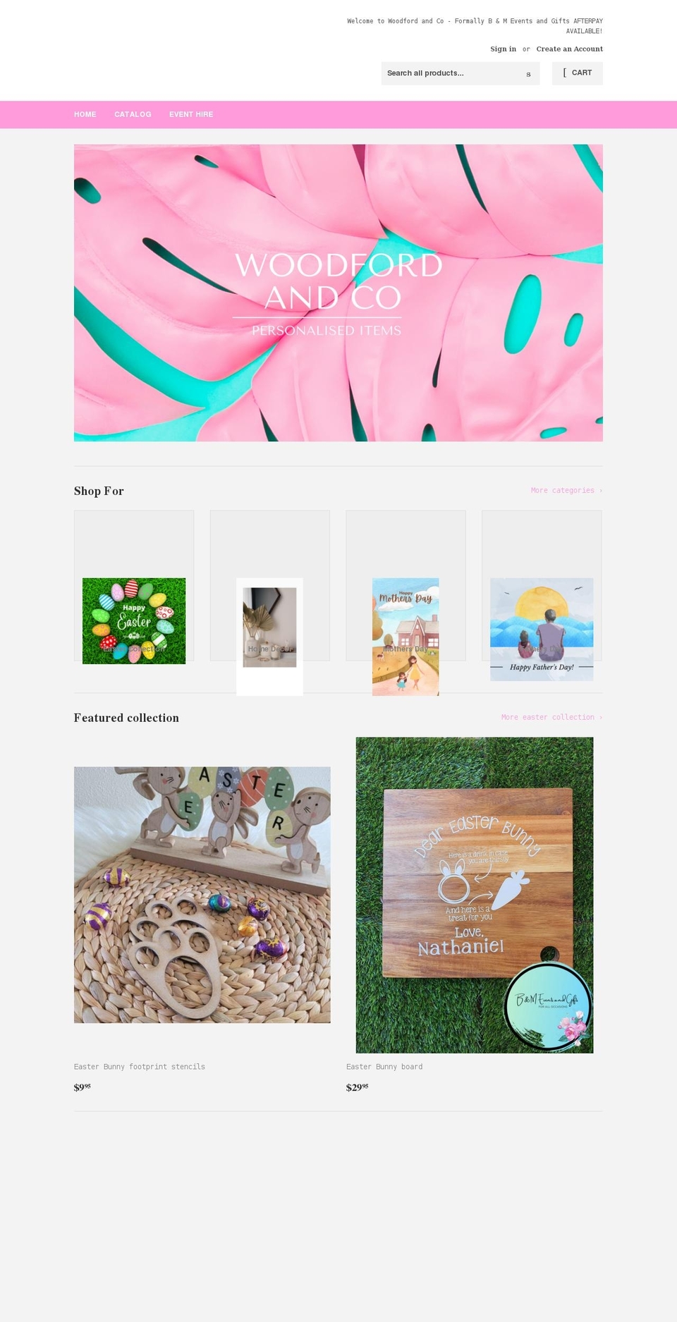 woodfordandco.com.au shopify website screenshot