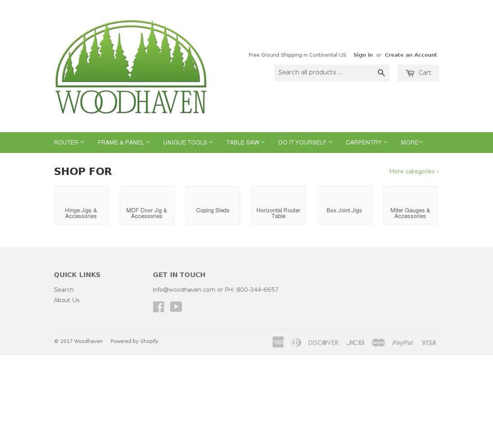 woodhaven.com shopify website screenshot