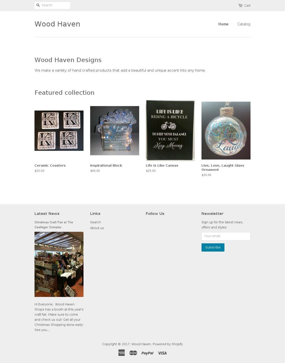 woodhavenshops.com shopify website screenshot