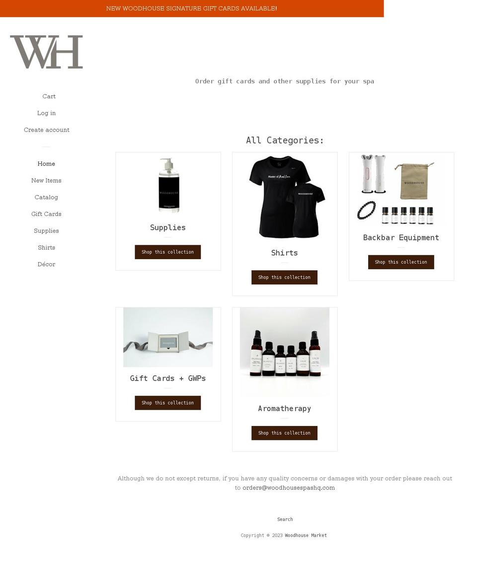 woodhousemarket.com shopify website screenshot