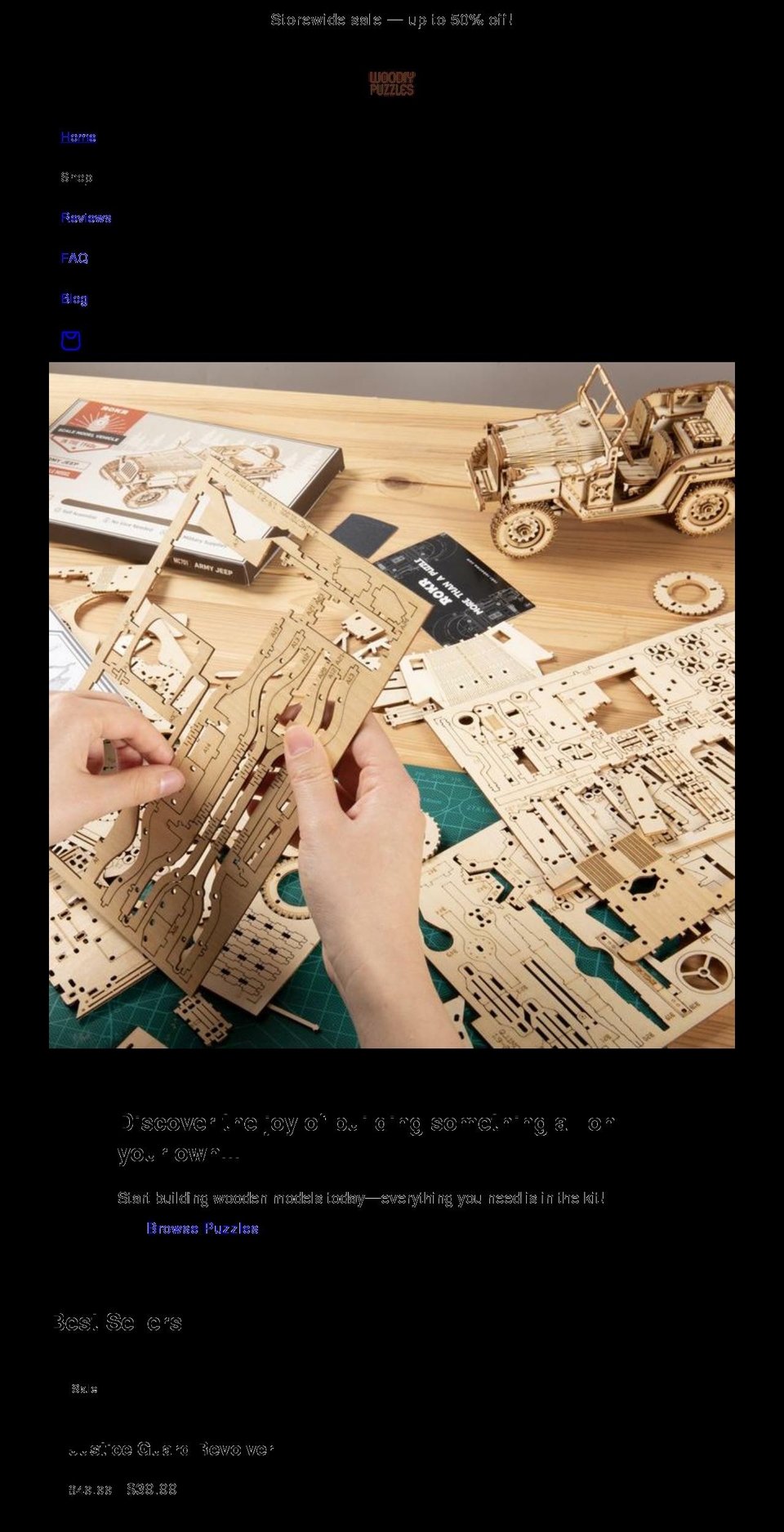 woodiypuzzles.com shopify website screenshot