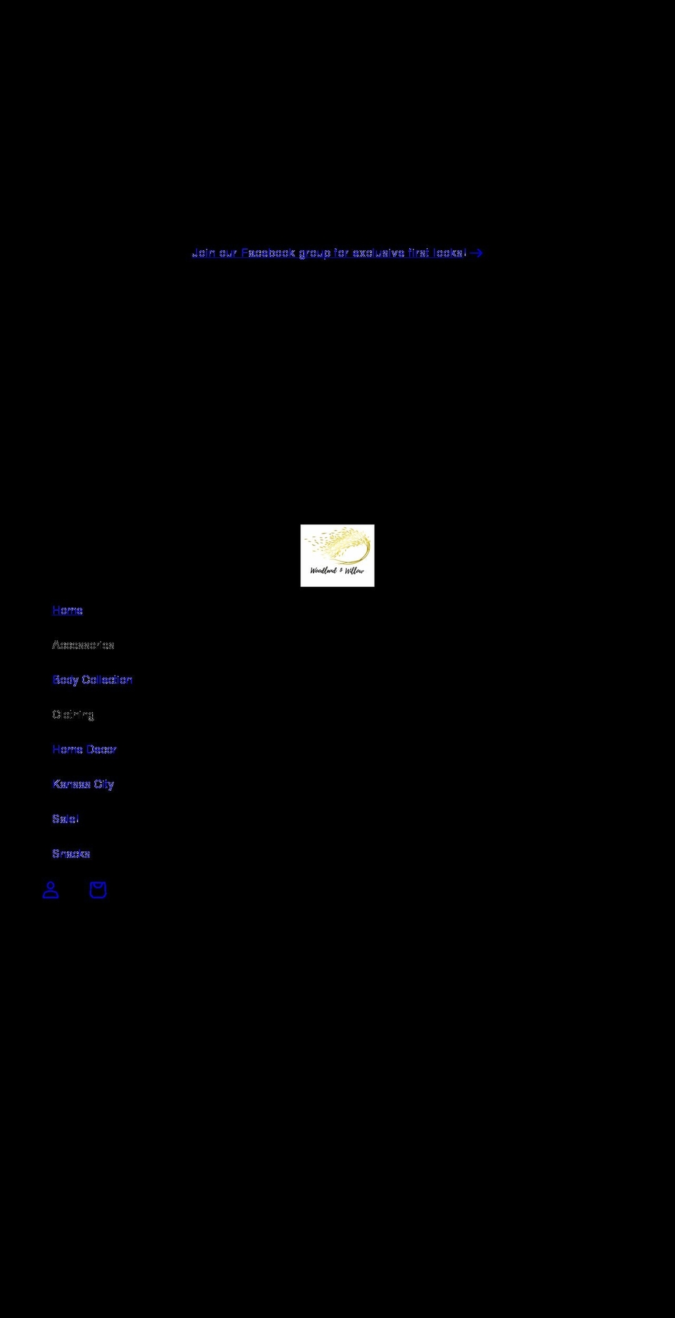 woodlandandwillow.com shopify website screenshot